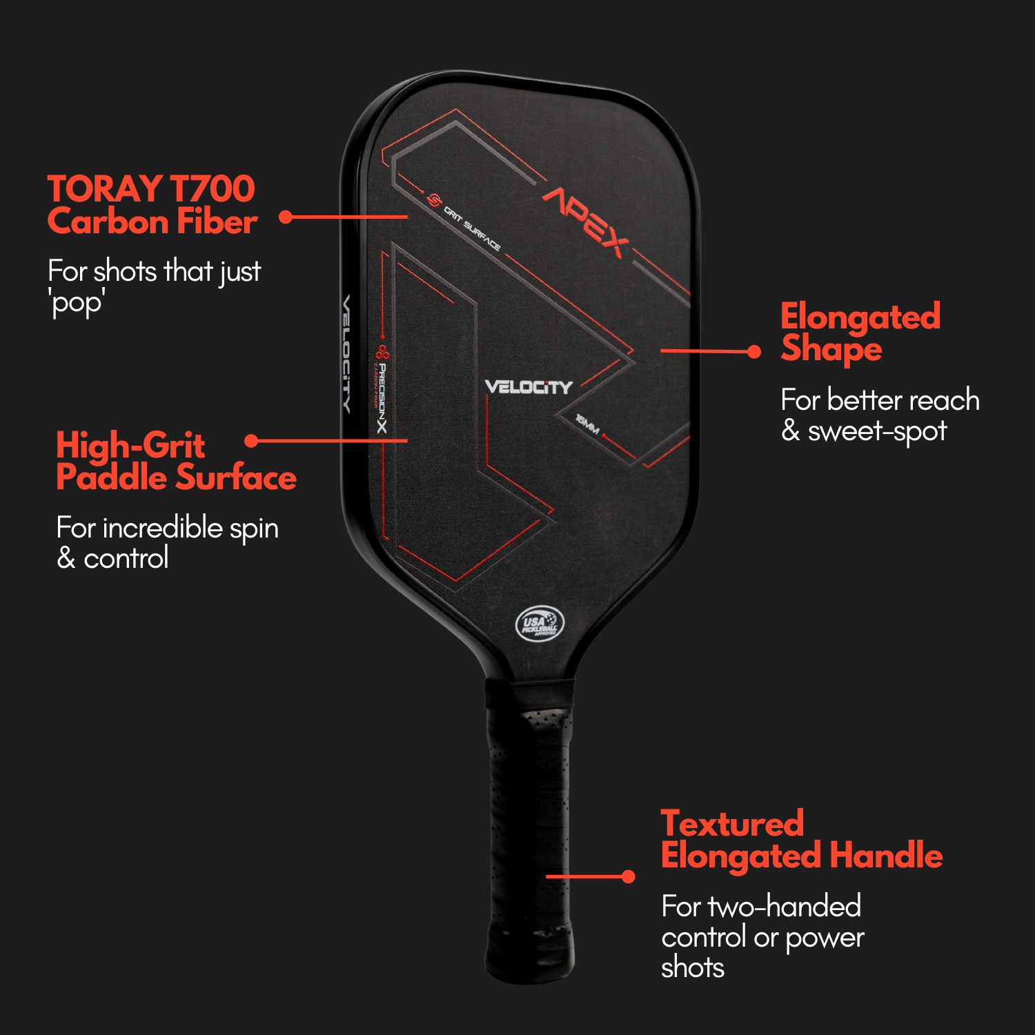 Apex Carbon Fiber Pickleball Paddle + Performance Kit (with Cover)